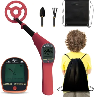 NAIZY Metaaldetector MD1009 voor kinderen rood inclusief schep en draagtas