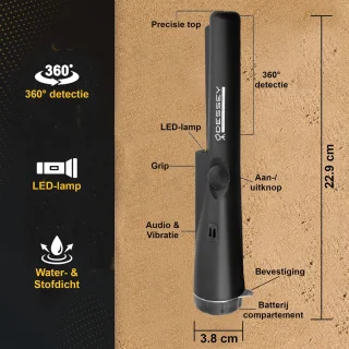 ODESSEY Pinpointer Zwart Waterdicht