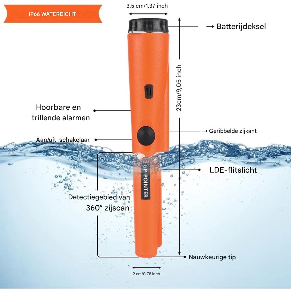 Wat vinden we goed aan de Pinpointer IP66 waterdichte draagbare metaaldetector