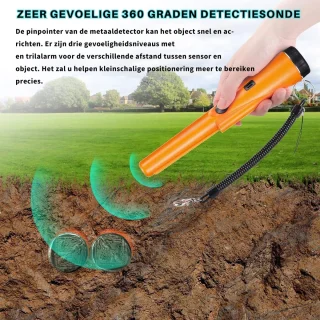 Pinpointer Metaaldetector Oranje Waterdicht