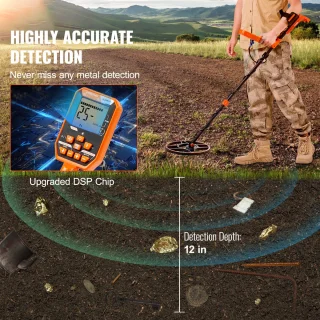 Professionele Oplaadbare Metaaldetector 12 Inch Spoel 39-50 Inch Verstelbaar