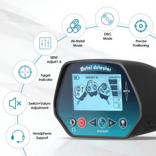 Professionele Waterdichte Metaaldetector met LCD-display