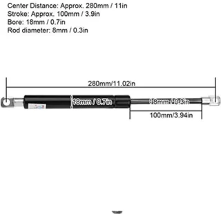 Degelijke universele gasdrukveer 280 mm – 100 N