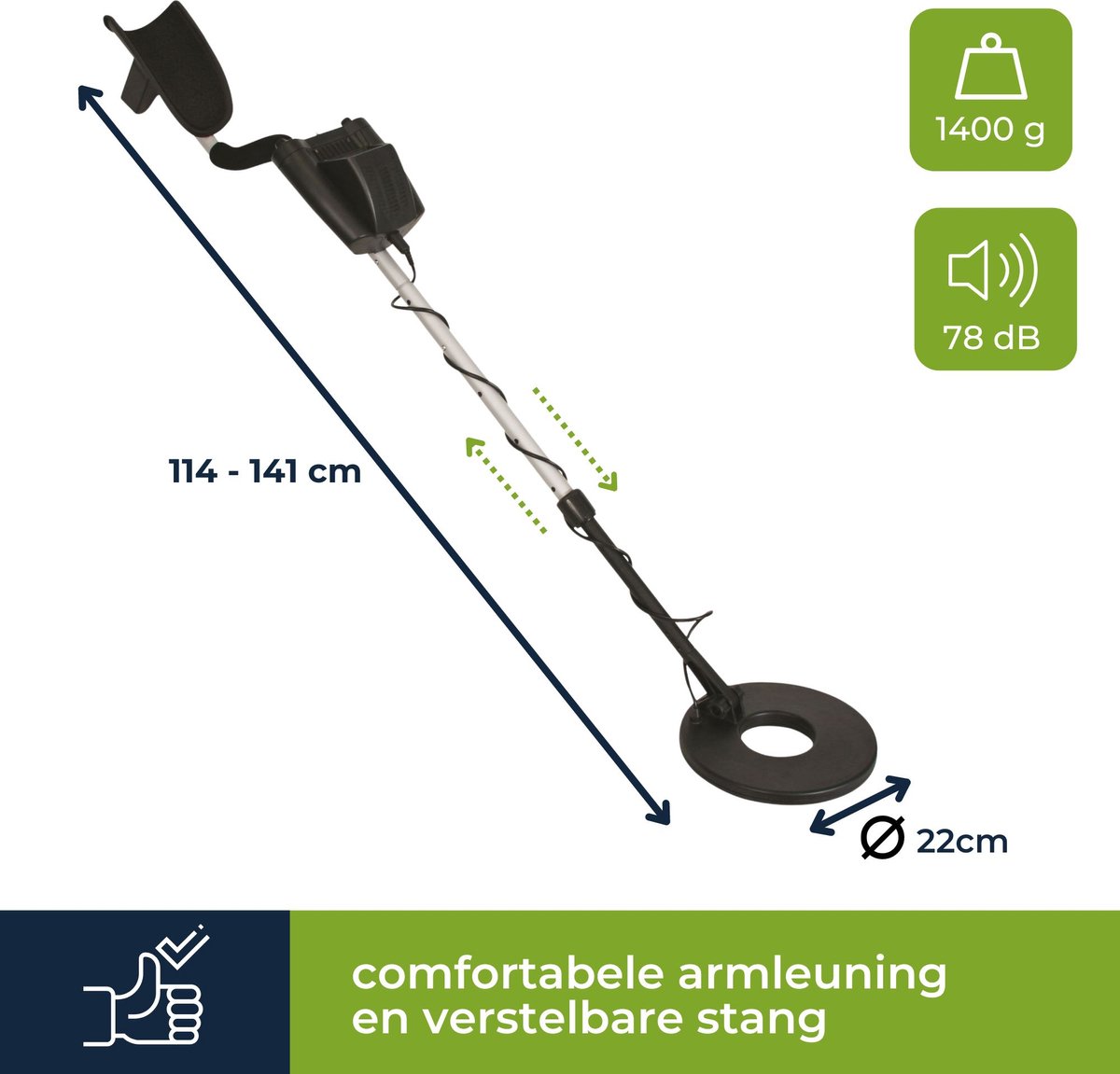 Wat vinden we goed aan de Velleman Metaaldetector Waterdicht 22 cm Zoekspoel Zilver
