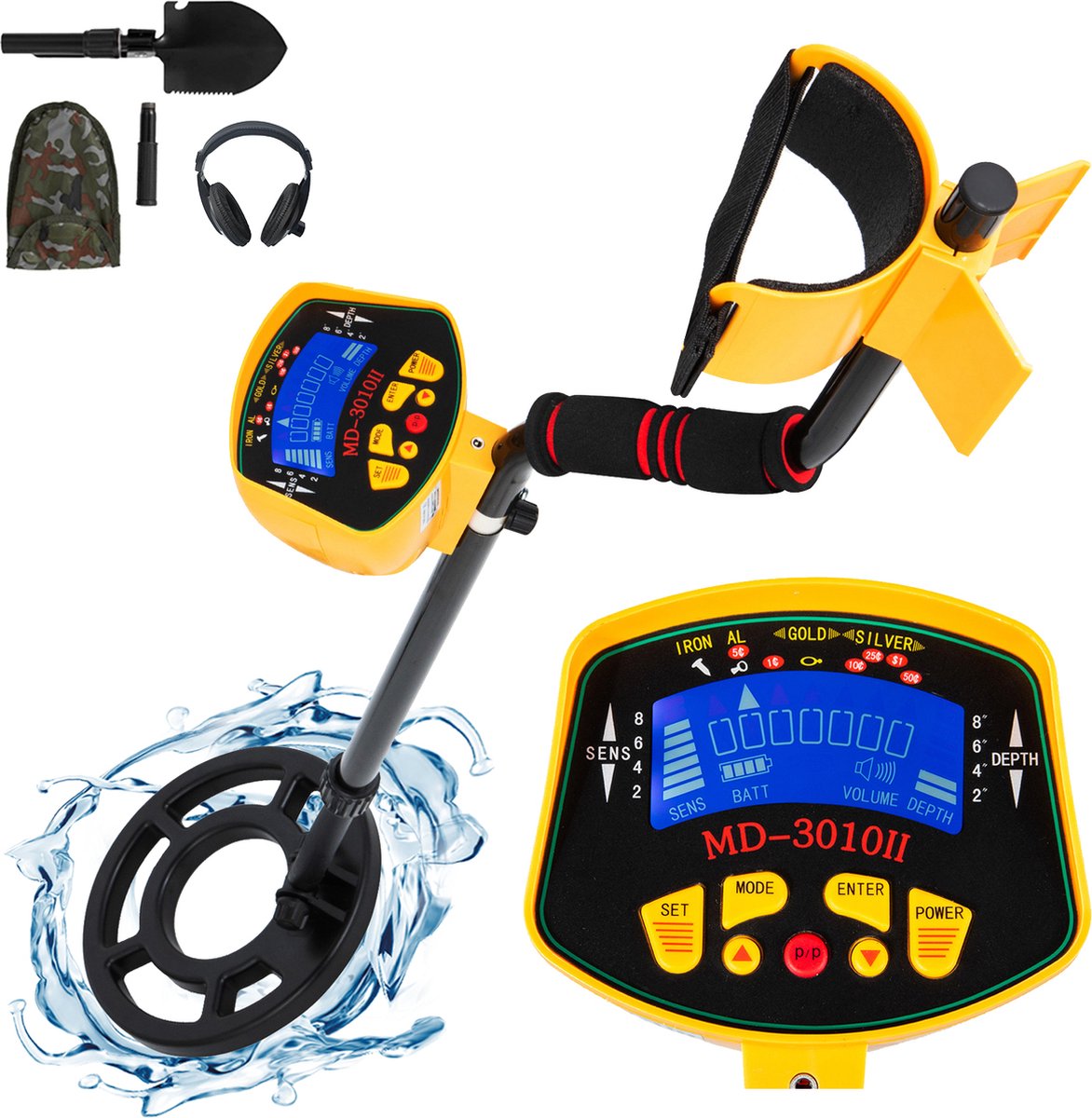 De VEVOR Metaaldetector Professioneel met LCD-scherm in één oogopslag