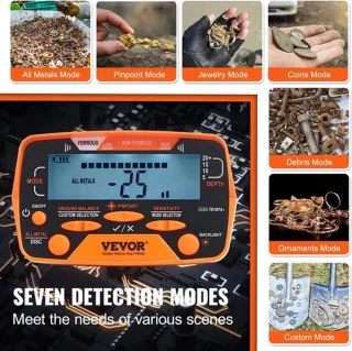 VEVOR Metaaldetector Verstelbaar met LCD Display