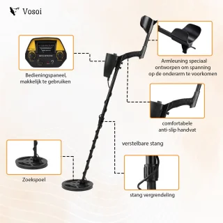 Vosoi Metaaldetector Set - Inclusief Koptelefoon, Schep en Opberghoes