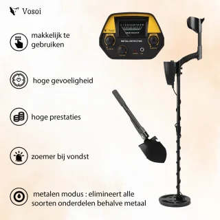 Vosoi Metaaldetector Set - Inclusief Koptelefoon, Schep en Opberghoes