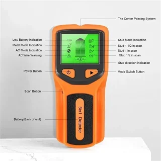 Wanddetector 5-in-1 muurscanner metaaldetector oranje