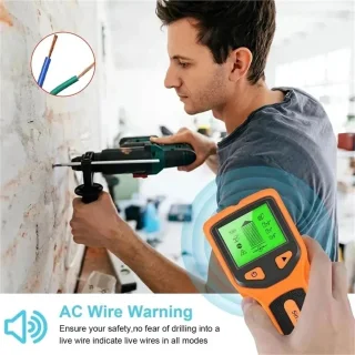 Wanddetector 5-in-1 muurscanner metaaldetector oranje