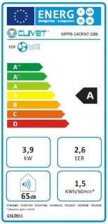 Clivet Mobiele airco  3,9 kW  (één van de sterkste op de markt)  13300BTU