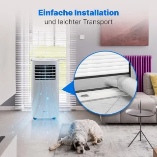 Mobiele airconditioner tot 28 m² | 3-in-1 koelen, ontvochtigen, ventileren | Stil, met timer en afstandsbediening | 7000 BTU