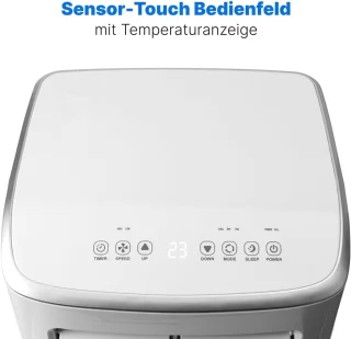 Mobiele airconditioner tot 28 m² | 3-in-1 koelen, ontvochtigen, ventileren | Stil, met timer en afstandsbediening | 7000 BTU