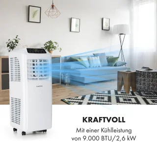 Mobiele airconditioning 3-in-1 met WiFi-bediening, 9000 BTU, geschikt voor 26-44 m², energiezuinig en met timer
