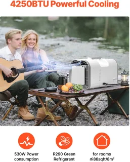 Mobiele Airconditioner met 4250 BTU, 3 Snelheidsinstellingen en 24-uurs timer, Bediening met Afstandsbediening, Temperatuurbereik van 16-32 °C, Afmetingen: 510x270x315 mm