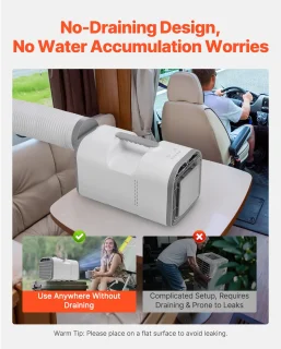 Mobiele Airconditioner met 4250 BTU, 3 Snelheidsinstellingen en 24-uurs timer, Bediening met Afstandsbediening, Temperatuurbereik van 16-32 °C, Afmetingen: 510x270x315 mm