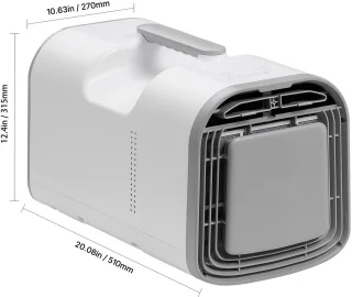 Mobiele Airconditioner met 4250 BTU, 3 Snelheidsinstellingen en 24-uurs timer, Bediening met Afstandsbediening, Temperatuurbereik van 16-32 °C, Afmetingen: 510x270x315 mm