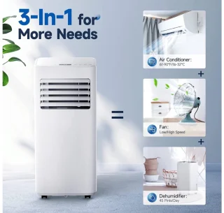 Airco - Mobiele Airco - Airconditioner - Airconditioning - 3 in 1 - Met Raamafdichtingskit - 2600 Watt - Temperatuur instelling van 16° tot 31° - Met Afstandsbediening 2 Snelheden - Wit
