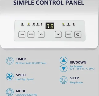Airco - Mobiele Airco - Airconditioner - Airconditioning - 3 in 1 - Met Raamafdichtingskit - 2600 Watt - Temperatuur instelling van 16° tot 31° - Met Afstandsbediening 2 Snelheden - Wit