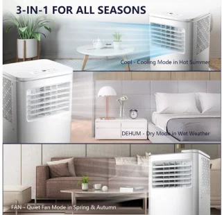 Airco - Mobiele Airco - Airconditioner - Airconditioning - 3 in 1 - Met Raamafdichtingskit - 2600 Watt - Temperatuur instelling van 16° tot 31° - Met Afstandsbediening 2 Snelheden - Wit