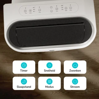 Bloomfold Mobiele Airco - 12.000 BTU - 4-in-1 - Airconditioning met Raamafdichtingskits - Slaapkamer - Woonkamer - tot 35m² koelen - Wifi modus & App