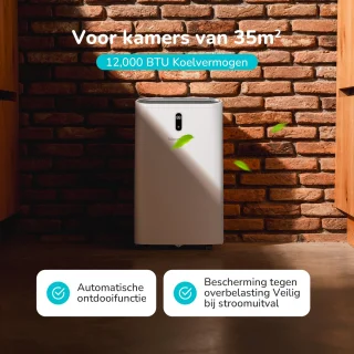Bloomfold Mobiele Airco - 12.000 BTU - 4-in-1 - Airconditioning met Raamafdichtingskits - Slaapkamer - Woonkamer - tot 35m² koelen - Wifi modus & App