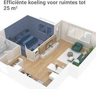 Mobiele Airconditioner tot 25 m² | Koeler & Ontvochtiger met Natuurlijk Koudemiddel | 7.000 BTU/h | Voor Thuis & Kantoor