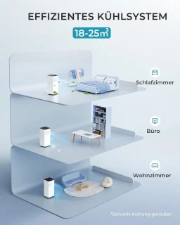 Mobiele airconditioner 9000 BTU - Stille 4-in-1 Koeling voor Ruimtes tot 25 m²