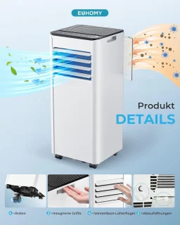 Mobiele airconditioner 9000 BTU - Stille 4-in-1 Koeling voor Ruimtes tot 25 m²