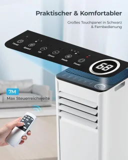 Mobiele airconditioner 9000 BTU - Stille 4-in-1 Koeling voor Ruimtes tot 25 m²