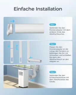 Mobiele airconditioner 9000 BTU - Stille 4-in-1 Koeling voor Ruimtes tot 25 m²