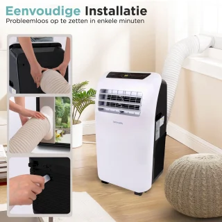 Mobiele Airconditioner – Draagbare Airco – Verplaatsbare Koeler – Mobiele Ventilator – 3-in-1 Klimaatbeheersing – 9.000 BTU Koeling – Ingebouwde Ontvochtiger met Afstandsbediening