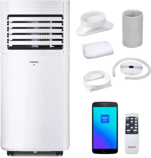 Slimme mobiele airconditioner met afzuigslang - 3-in-1 airco voor ruimtes tot 25m², 7.000 BTU, koelen, ontvochtigen, ventileren, app- en spraakbesturing