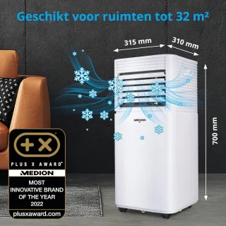 Slimme mobiele airconditioner met afzuigslang - 3-in-1 airco voor ruimtes tot 25m², 7.000 BTU, koelen, ontvochtigen, ventileren, app- en spraakbesturing