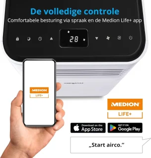Slimme mobiele airconditioner met afzuigslang - 3-in-1 airco voor ruimtes tot 25m², 7.000 BTU, koelen, ontvochtigen, ventileren, app- en spraakbesturing