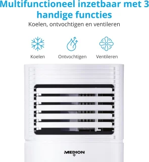 Slimme mobiele airconditioner met afzuigslang - 3-in-1 airco voor ruimtes tot 25m², 7.000 BTU, koelen, ontvochtigen, ventileren, app- en spraakbesturing
