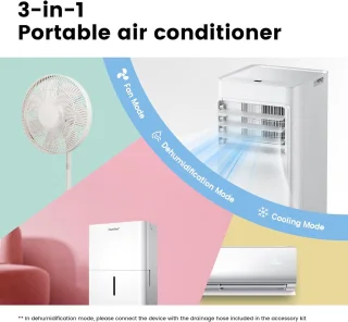 Mobiele Airconditioner met Koelen, Ventileren en Ontvochten - 7000 BTU, App-bediening en Energiezuinig