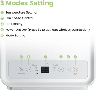 Mobiele Airconditioner met Koelen, Ventileren en Ontvochten - 7000 BTU, App-bediening en Energiezuinig