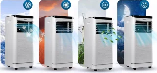 Mobiele airco 9000 BTU 4-in-1 met ventilator en ontvochtiger - Energiezuinig en slim
