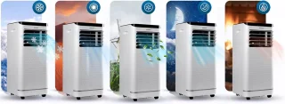 Mobiele airco 9000 BTU 4-in-1 met ventilator en ontvochtiger - Energiezuinig en slim