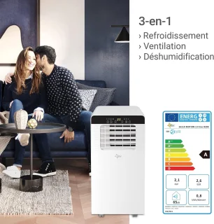 Mobiele Airconditioner 3-in-1 voor Ruimten tot 25 m² | Koelen, Ontvochtigen en Ventileren | Eco Vriendelijk Koelmiddel | 7000 BTU/h