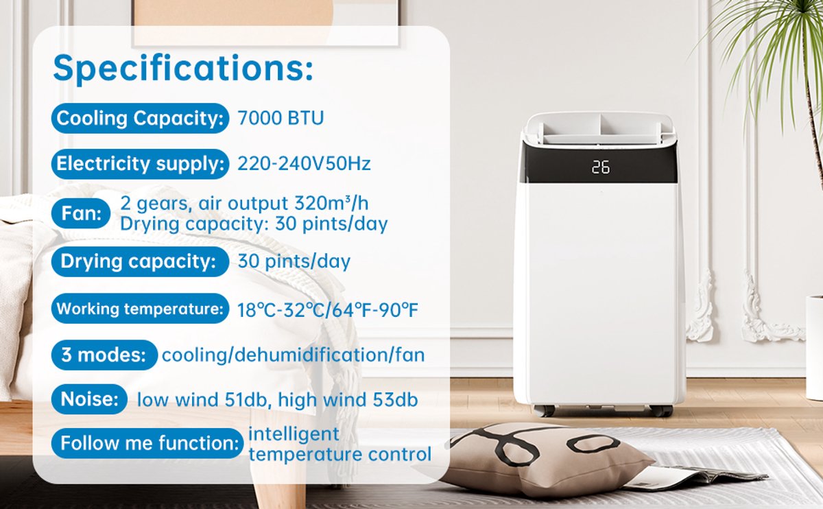 Airconditioning 3-in-1 12000 BTU Wit inclusief Afstandsbediening