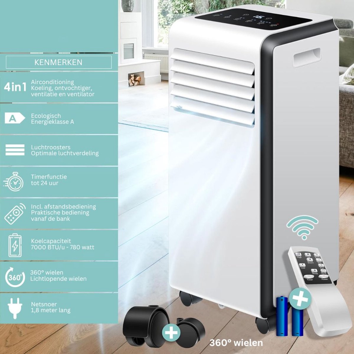 ApexArte Mobiele Airco Wit/Zwart