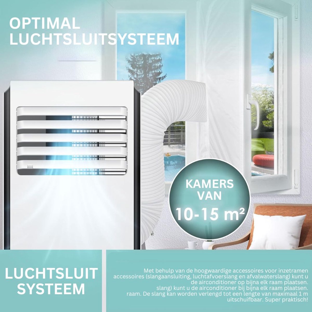 ApexArte Mobiele Airco Wit/Zwart