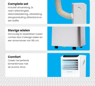 Auronic Mobiele Airco 10.000 BTU 4-in-1