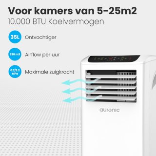 Auronic Mobiele Airco 10.000 BTU 4-in-1