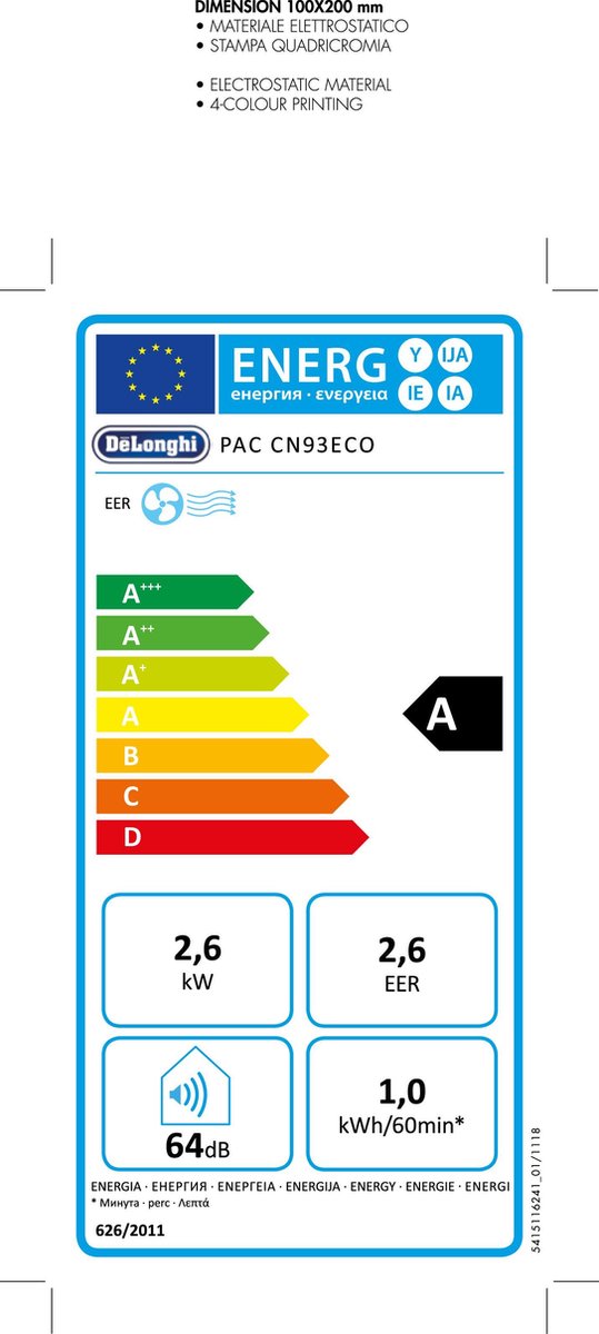 De'Longhi Pinguino PAC CN93 Mobiele airco wit