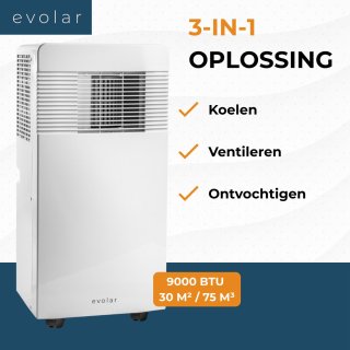 Evolar EVO-09CW Mobiele Airco 9000 BTU