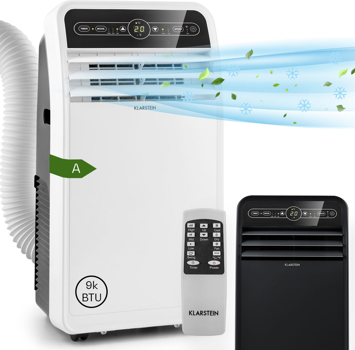 De Klarstein 4-in-1 Mobiele Airconditioner 9000 BTU in één oogopslag