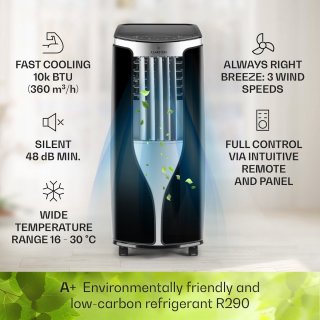 Klarstein New Breeze ECO mobiele airco 10.000 BTU zwart
